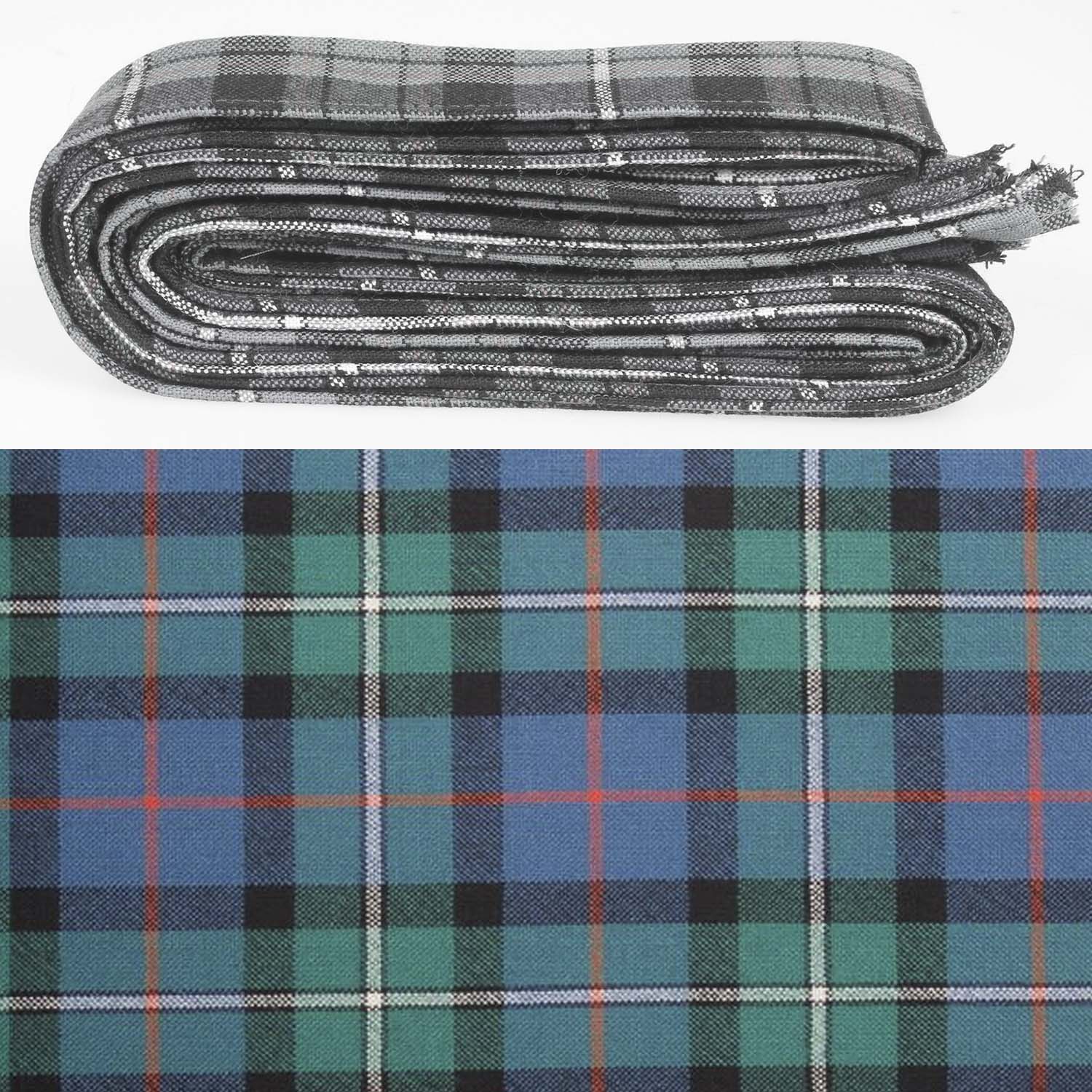Wool Strip Ribbon in MacPhail Hunting Ancient Tartan displaying versatile decorative use for weddings and special occasions.