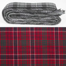 Wool Strip Ribbon in MacRae Red Modern Tartan showcasing its elegant design, perfect for weddings and special events.