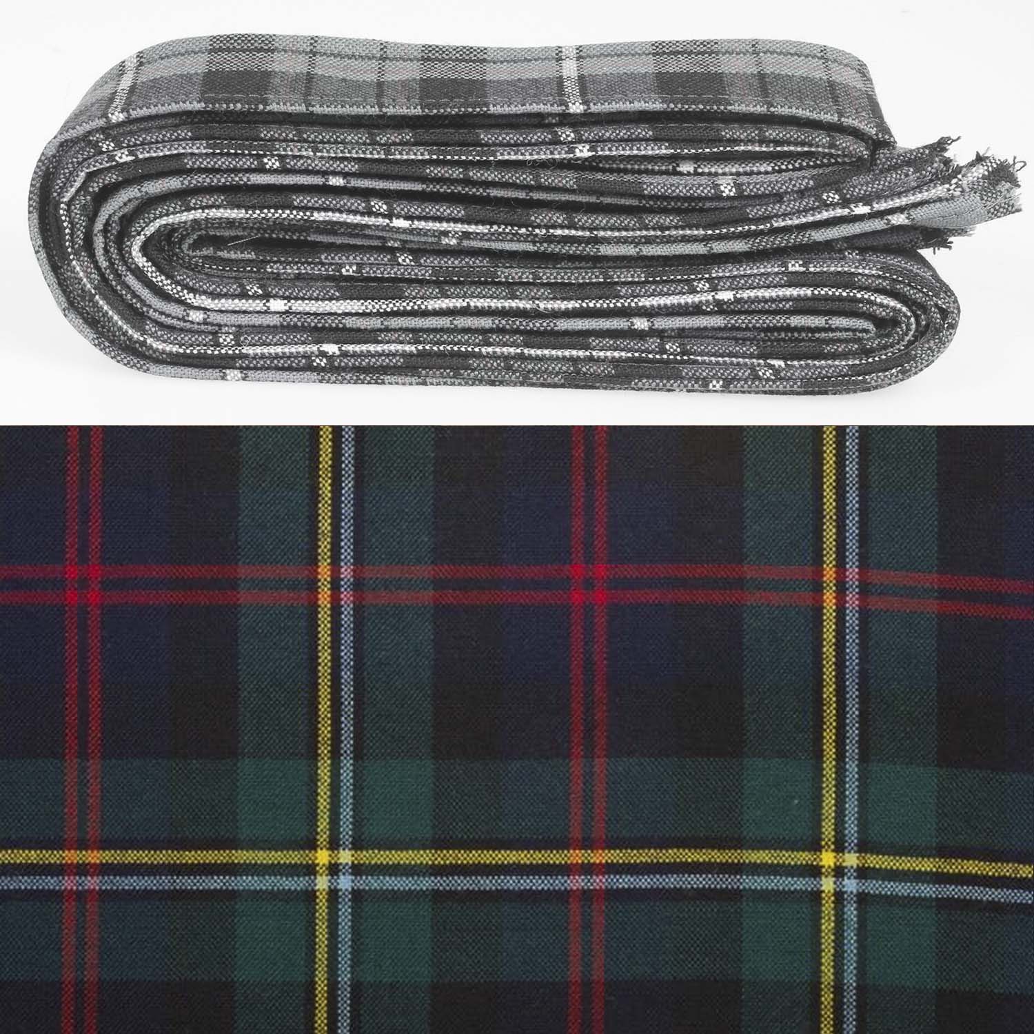 Wool Strip Ribbon in Malcolm Modern Tartan showcasing five strips in various widths, perfect for adding Scottish charm to weddings and special occasions.