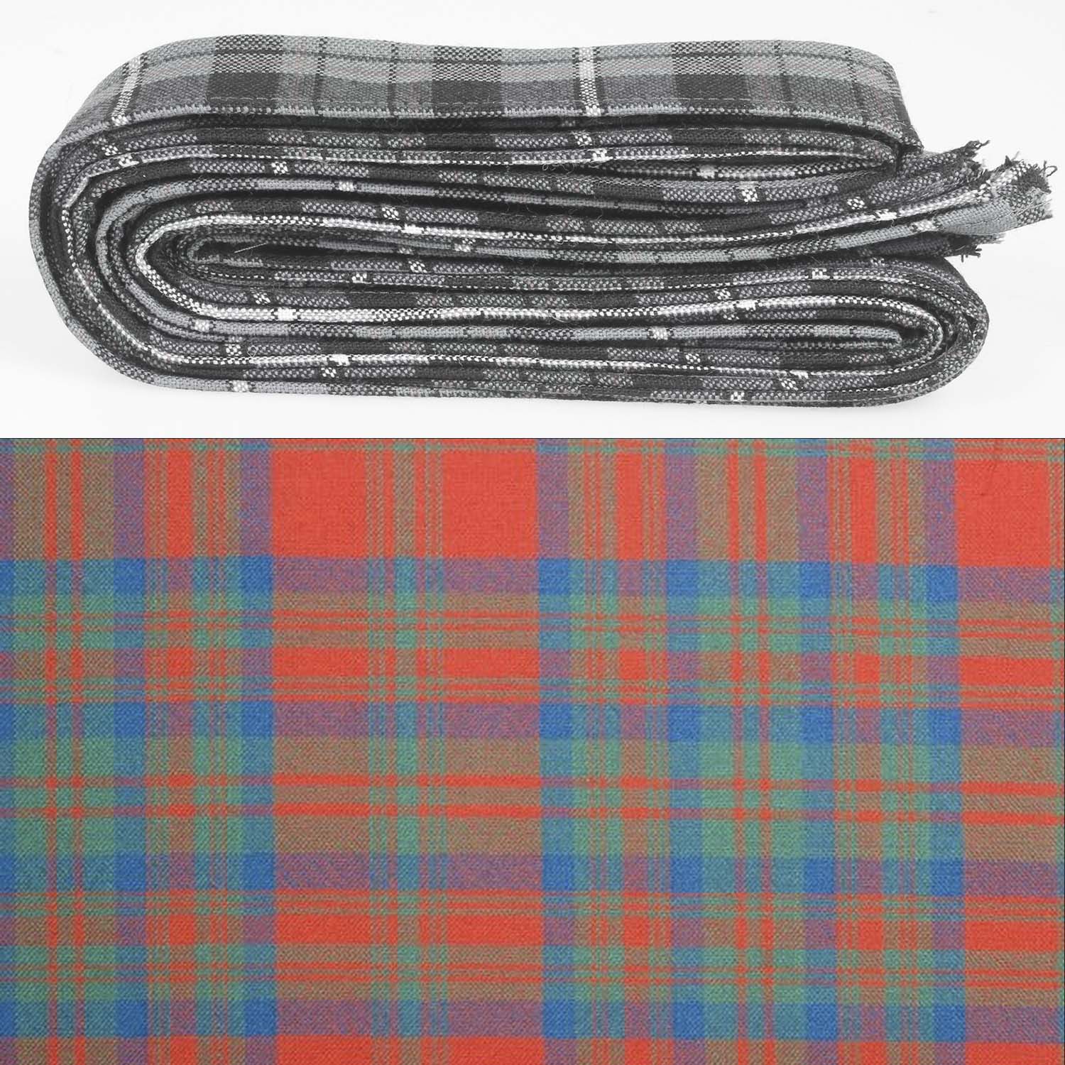 Wool Strip Ribbon in Matheson Red Ancient Tartan showcasing high-quality wool fabric, perfect for wedding trimmings and DIY projects.