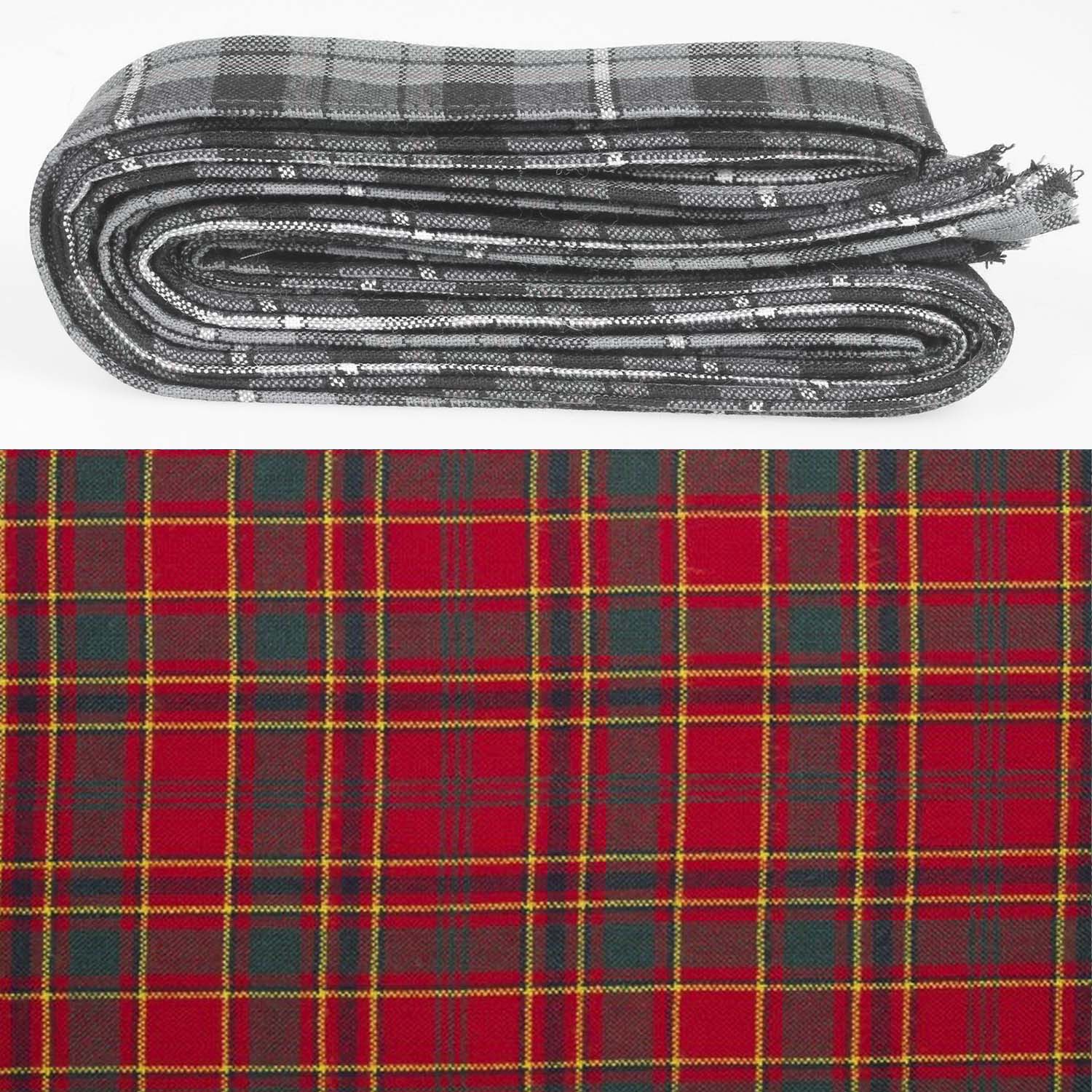 Wool Strip Ribbon in Munro Modern Tartan showcasing 5 strips with a variety of widths, perfect for elegant decorations and craft projects.