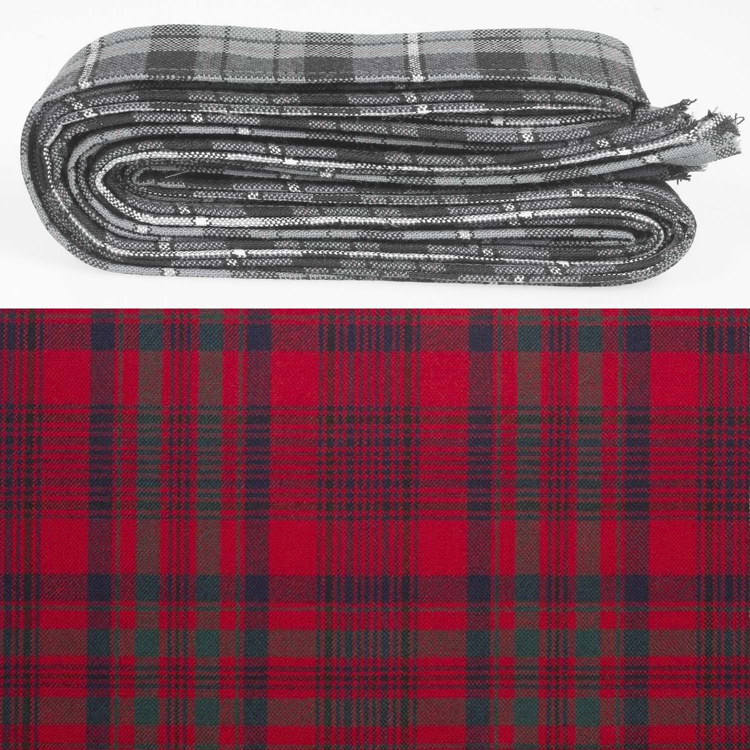 Wool Strip Ribbon in Murray of Tullibardine Tartan showcasing five beautiful strips, perfect for weddings or crafts, available in various widths.