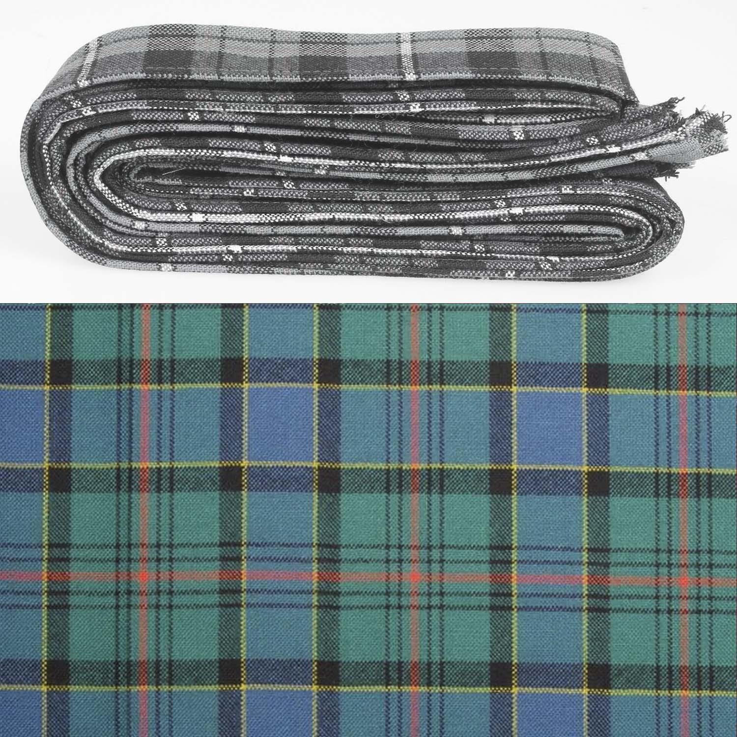 Wool Strip Ribbon in Ogilvie Hunting Ancient Tartan showcasing the luxurious texture and vibrant colors, perfect for weddings and special occasions.