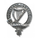Rose Clan Crest Badge in Pewter, a durable and stylish cap badge featuring a unique belted design that symbolizes clan unity and heritage, perfect for showcasing clan pride.