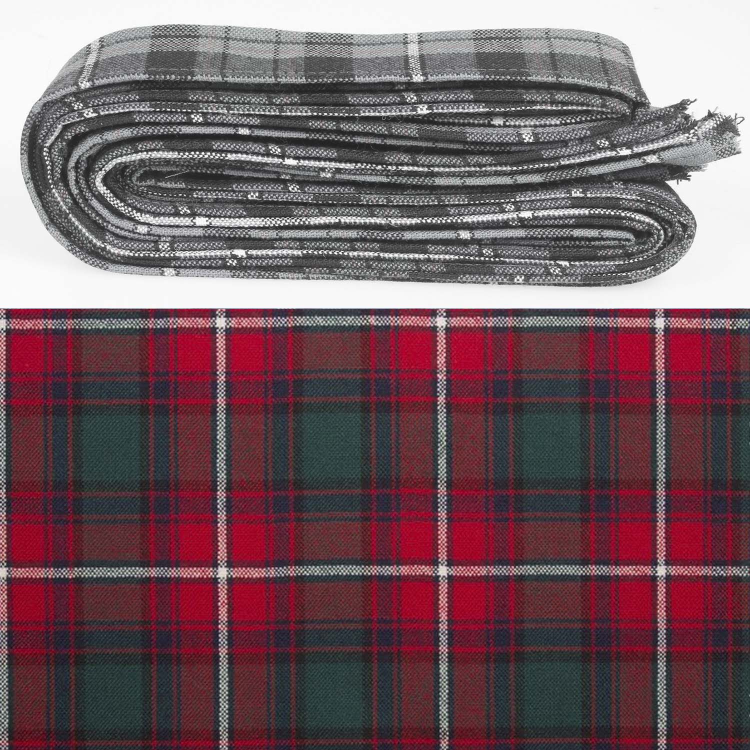 Wool Strip Ribbon in Rattray Modern Tartan - 5 Strips, Choose Your Width. Perfect for weddings and special occasions, made from durable fine weight wool tartan, each strip is 54 inches long with unique patterns.