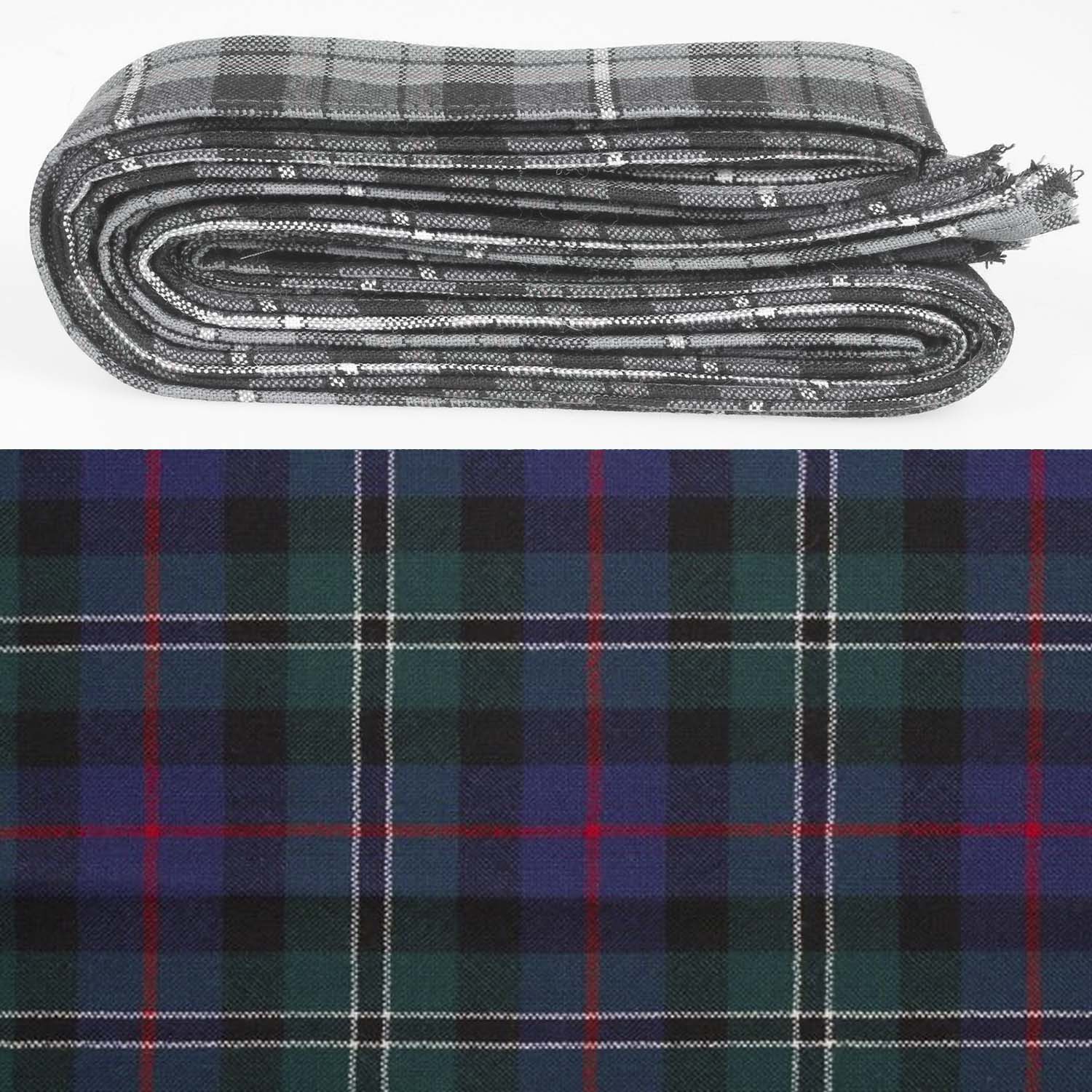 Wool Strip Ribbon in Rose Hunting Modern Tartan - 5 strips, showcasing unique wool patterns suitable for weddings, bouquets, and decorations.