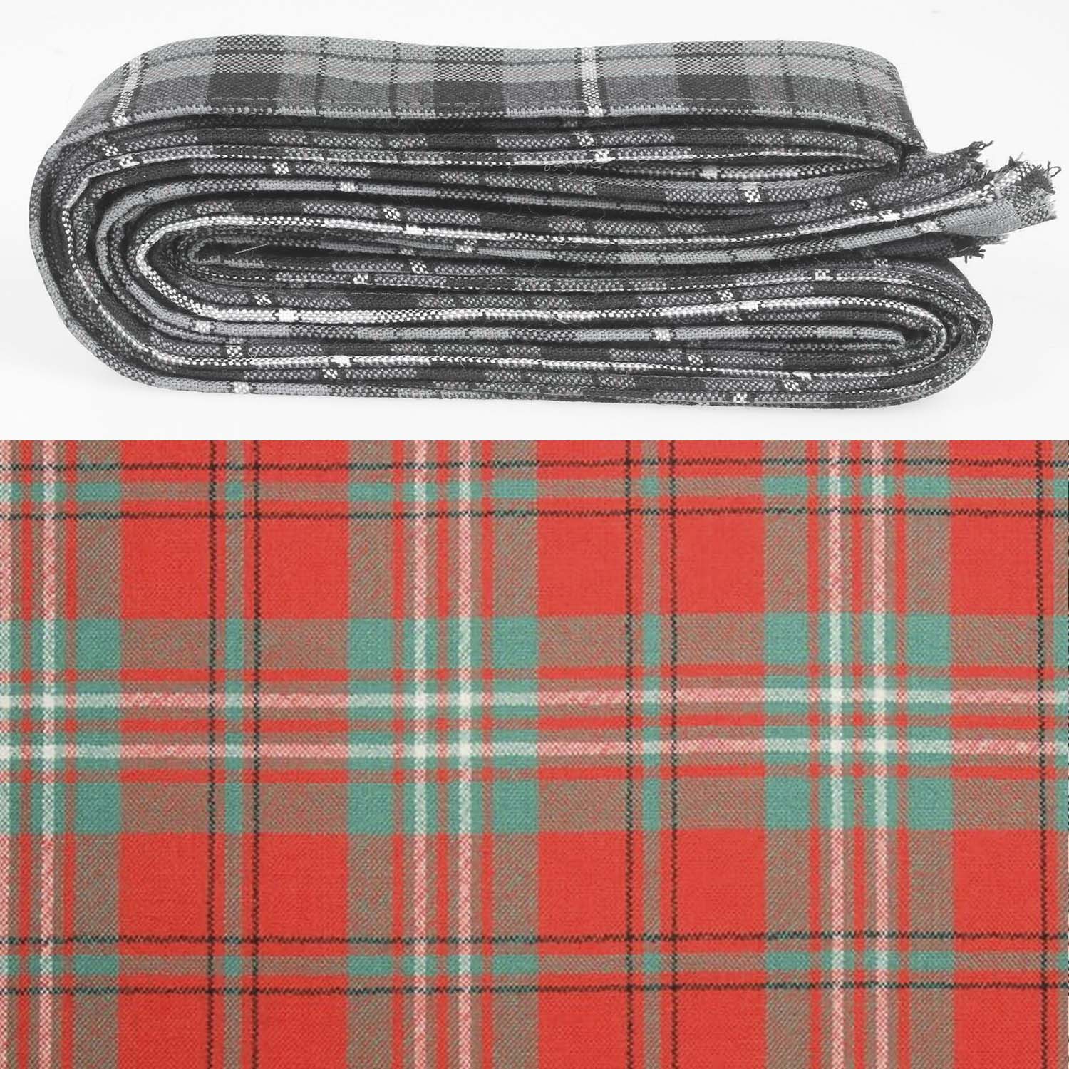 Wool Strip Ribbon in Scott Red Ancient Tartan - 5 Strips, Choose Your Width, showcasing the intricate tartan pattern perfect for crafts and decorations.