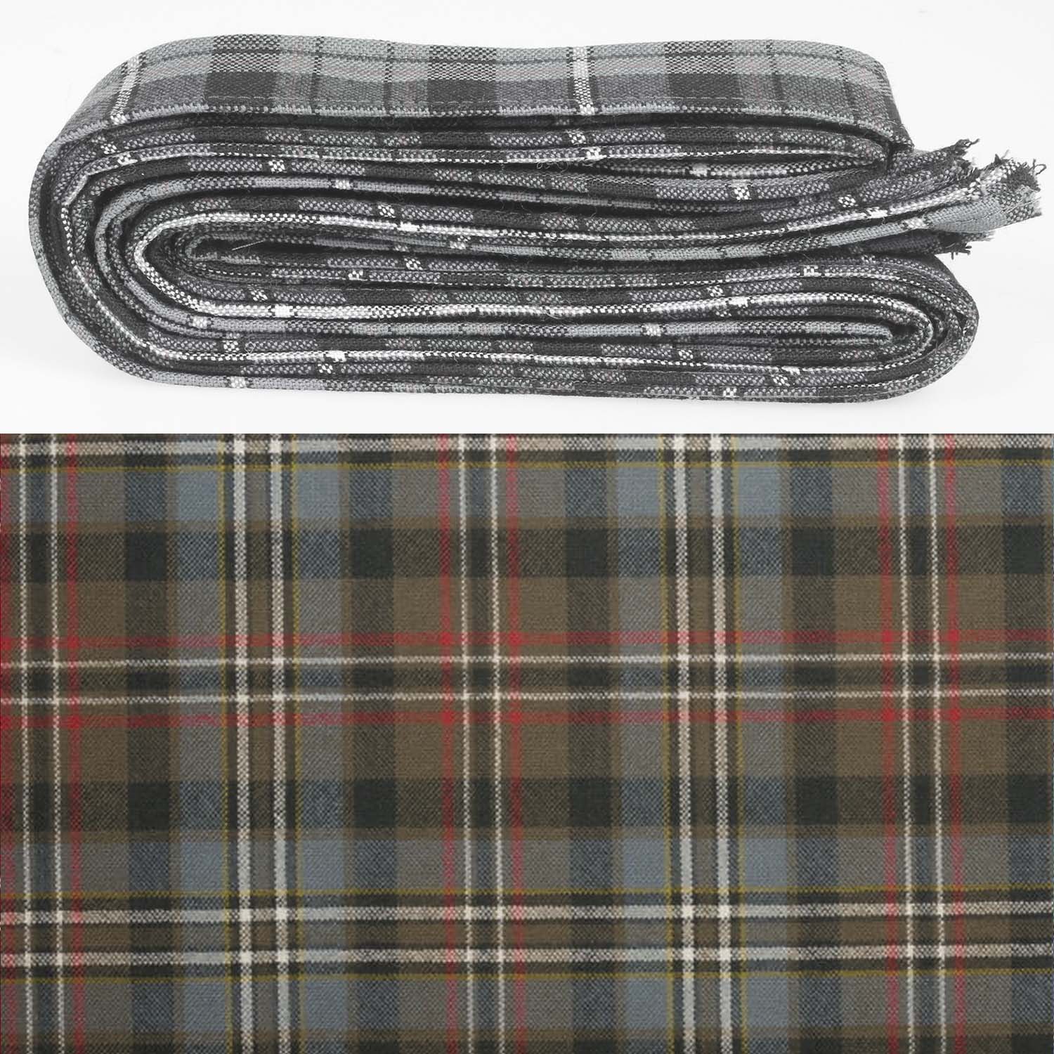 Wool Strip Ribbon in Scott Green Weathered Tartan featuring 5 strips; ideal for weddings and crafts.
