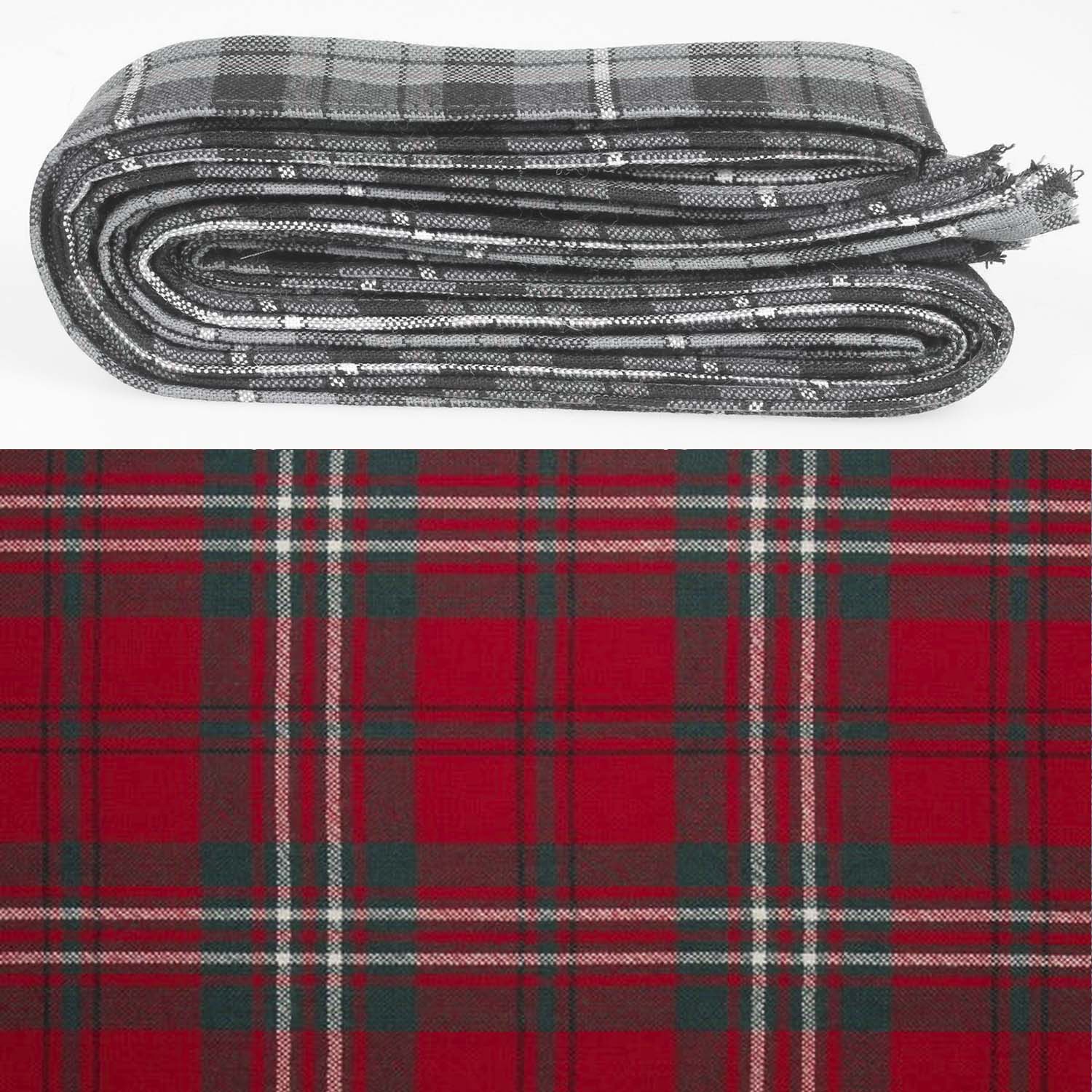 Wool Strip Ribbon in Scott Red Modern Tartan - 5 Strips, Choose Your Width, perfect for enhancing wedding decor and events.