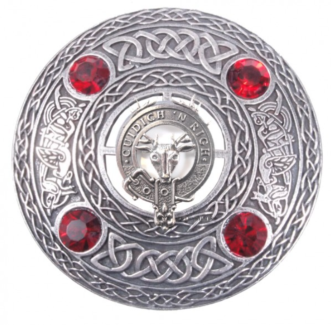 MacKenzie Seaforth Clan Crest Pewter Plaid Brooch