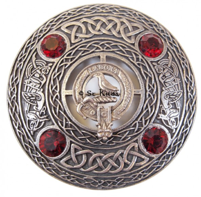MacKie Clan Crest Pewter Plaid Brooch