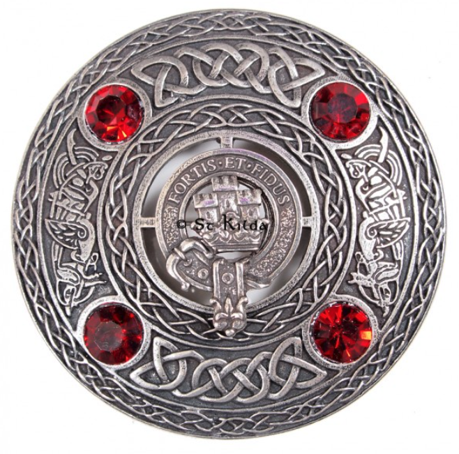 MacLachlan Clan Crest Pewter Plaid Brooch