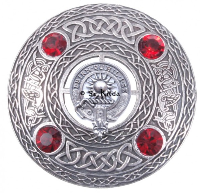 MacLeod of Lewis Clan Crest Pewter Plaid Brooch