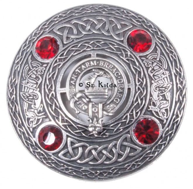 MacQuarrie Clan Crest Pewter Plaid Brooch
