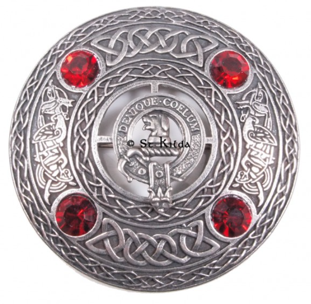 Melville Clan Crest Pewter Plaid Brooch