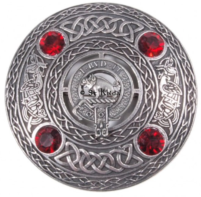 Nesbitt Clan Crest Pewter Plaid Brooch