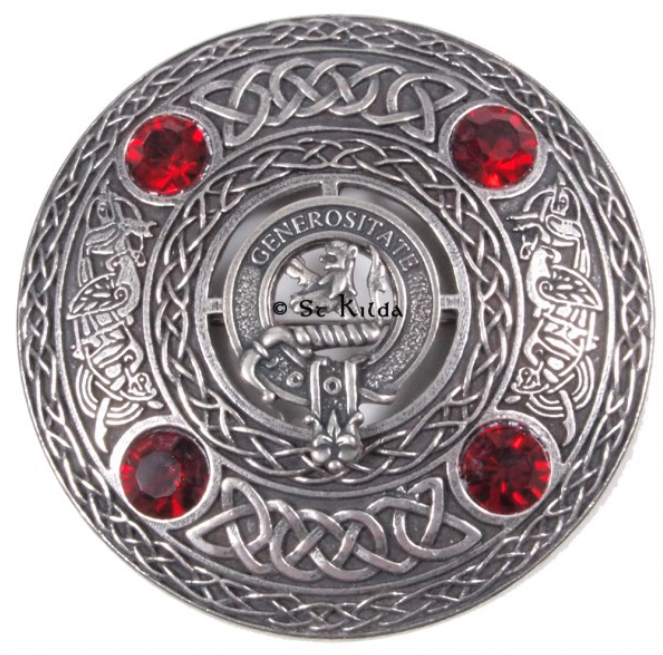 Nicholson Clan Crest Pewter Plaid Brooch