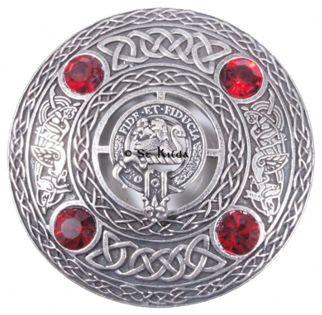 Primrose Clan Crest Pewter Plaid Brooch