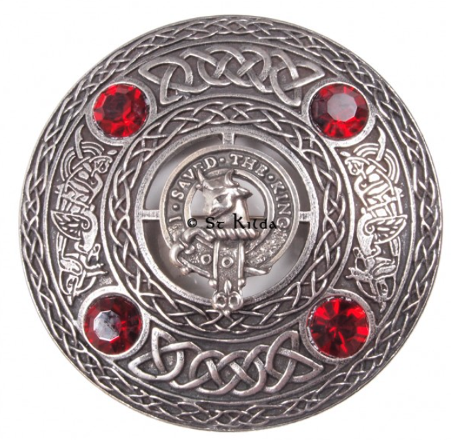 Turnbull Clan Crest Pewter Plaid Brooch