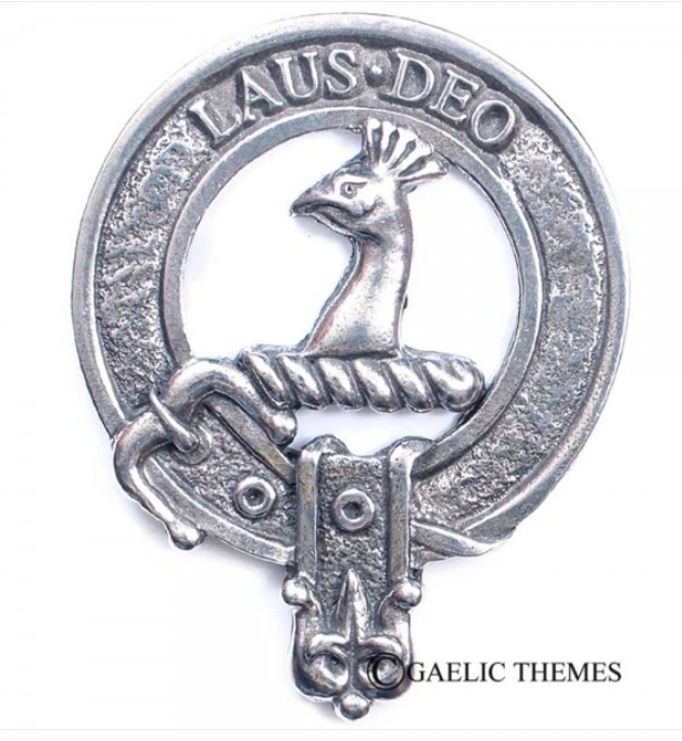 Arbuthnot Clan Crest Badge in Pewter showcasing intricate design details, perfect for cap or brooch pin wear.