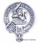 Farquharson Clan Crest Badge in Pewter - A stylish cap badge or brooch pin featuring the traditional belted design of the Farquharson clan, perfect for clan gatherings and everyday wear.