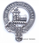 MacDonald of Sleat Clan Crest Cap Badge in pewter, featuring a traditional belted design, perfect for informal wear and clan gatherings.