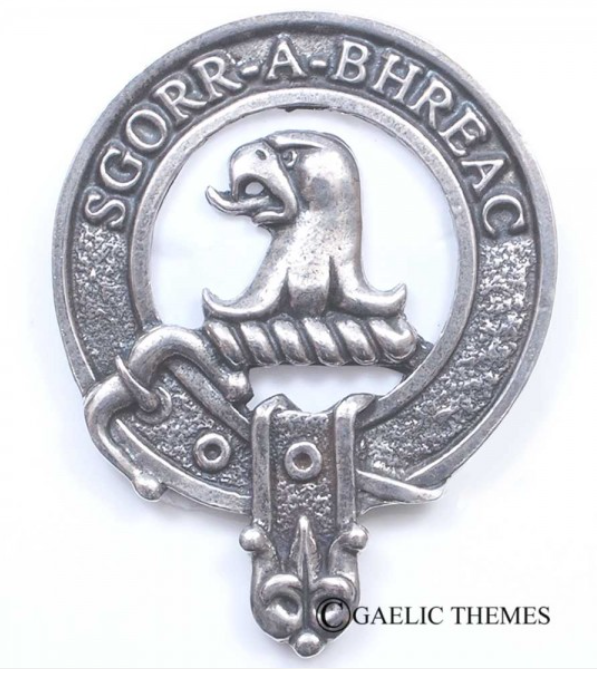 MacNicoll Clan Crest Badge in Pewter featuring a traditional design, perfect for wearing as a cap badge or large brooch pin.