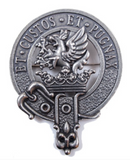 Marjoribanks Clan Crest Badge in Pewter, featuring a traditional belted design, perfect for everyday wear or clan gatherings.