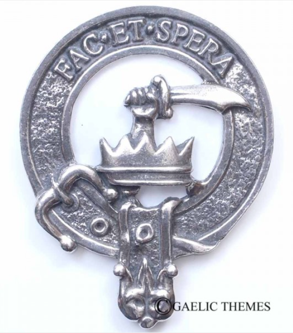 Matheson Clan Crest Badge in Pewter featuring traditional design, suitable for cap badge or brooch pin.