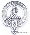 Montgomery Clan Crest Badge in Pewter, featuring a traditional belted design symbolizing clan membership, ideal for everyday wear and clan events.
