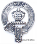 Ogilvie Clan Crest Badge in Pewter displayed as a cap badge or brooch pin, showcasing the traditional belted design symbolizing clan heritage.