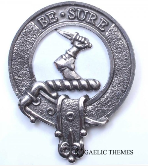 Paisley Clan Crest Badge in Pewter, a beautifully designed cap badge or brooch pin featuring traditional clan emblem in a belted style, ideal for everyday wear and clan gatherings.