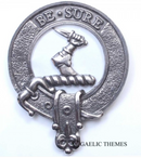 Paisley Clan Crest Badge in Pewter, a beautifully designed cap badge or brooch pin featuring traditional clan emblem in a belted style, ideal for everyday wear and clan gatherings.