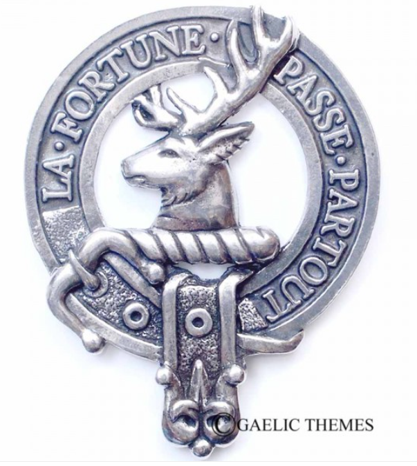 Rollo Clan Crest Badge in Pewter, showcasing the traditional belted design, perfect for everyday wear or clan gatherings.