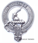 Scrymegour Clan Crest Badge in Pewter displayed elegantly, showcasing its traditional belted design ideal for wearing at clan gatherings or as a striking brooch pin.