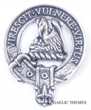 Detailed view of Stewart Clan Crest Badge in Pewter, perfect for clan gatherings or everyday wear.