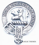 Stuart of Bute Clan Crest Badge in Pewter featuring a traditional belted design, perfect for everyday wear or clan gatherings.