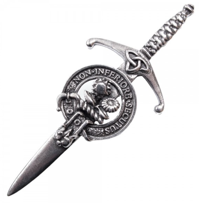 Clan Crest Pewter Kilt Pin with Buchan Crest showcasing the traditional Scottish craftsmanship and antique palladium finish