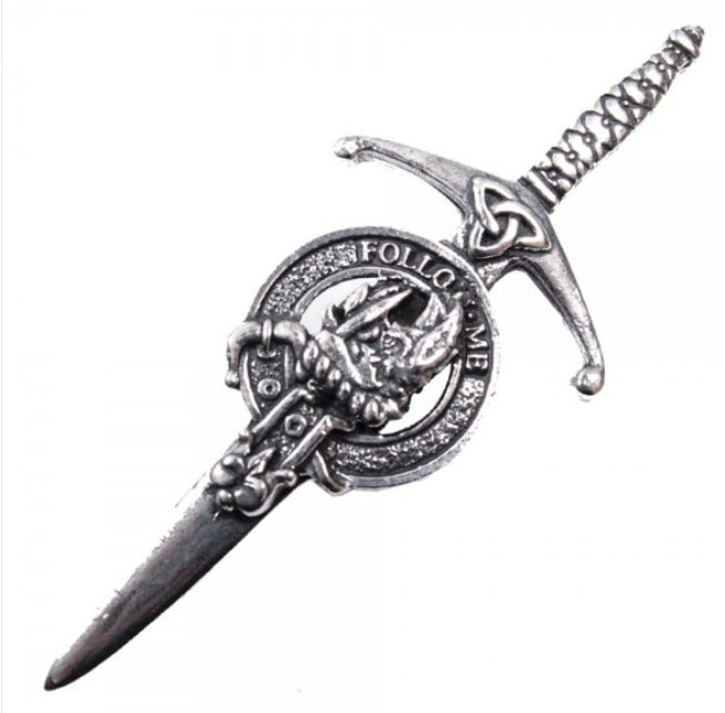 Clan Crest Pewter Kilt Pin featuring the Campbell of Breadalbane Crest with antique palladium finish, handcrafted in Scotland.