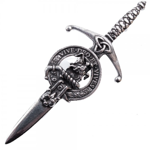 Clan Crest Pewter Kilt Pin featuring the Craig Crest, showcasing a traditional broadsword design with an antique palladium finish, perfect for Scottish heritage enthusiasts.
