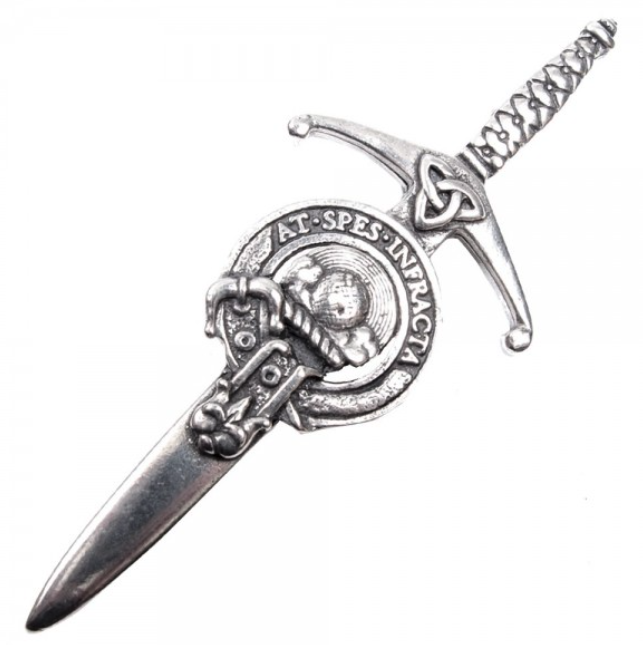 Clan Crest Pewter Kilt Pin with Hope Crest showcasing its antique palladium finish and traditional Scottish craftsmanship, perfect for adding a personalized touch to your kilt.