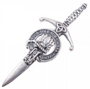 Clan Crest Pewter Kilt Pin with Irvine Crest, showcasing a beautifully crafted antique palladium finish, perfect for any traditional Scottish attire.