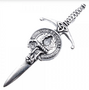 Clan Crest Pewter Kilt Pin featuring the MacArthur Crest, beautifully crafted in Scotland with an antique palladium finish, perfect for showcasing your heritage.