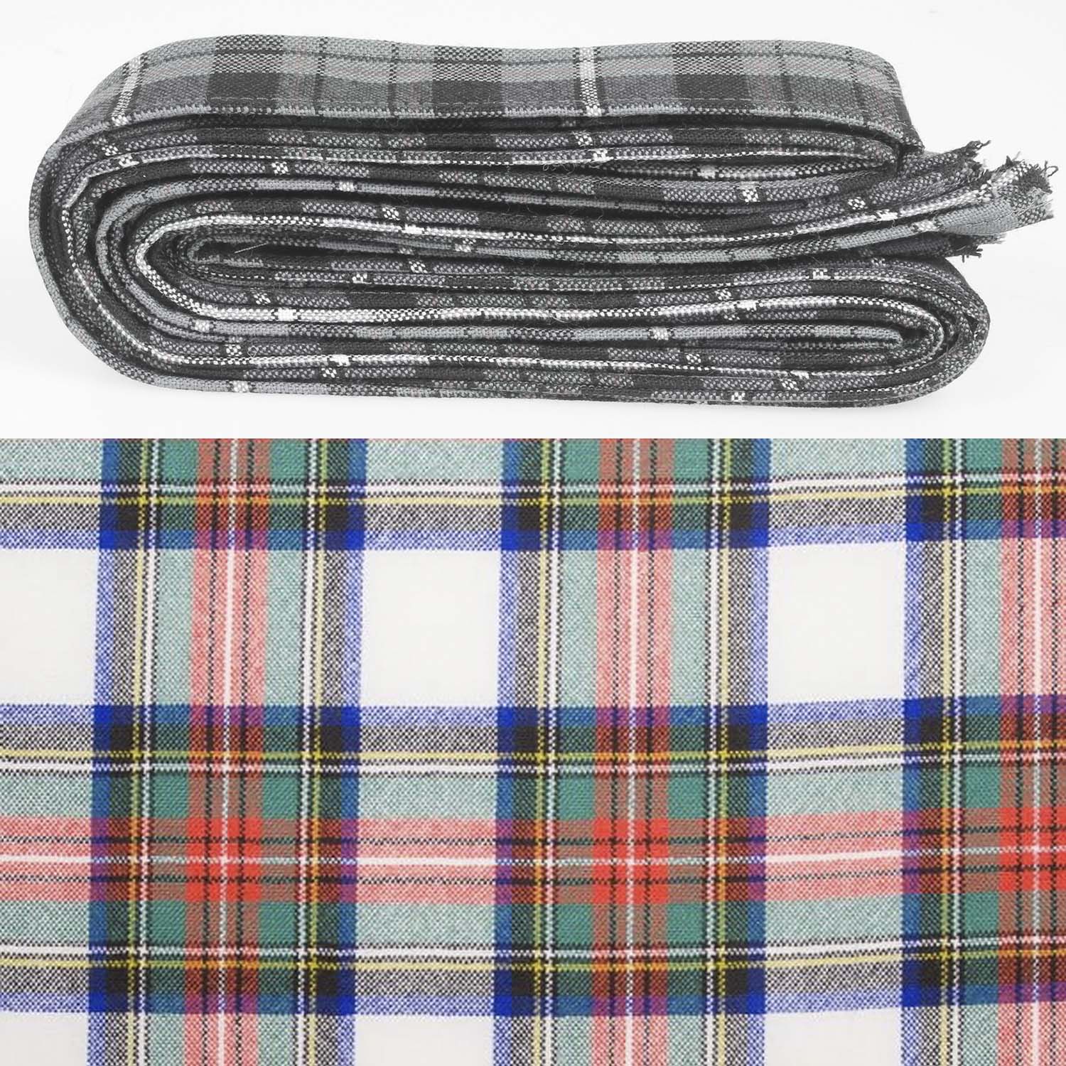 Wool Strip Ribbon in Stewart Dress Ancient Tartan showcasing its stylish design, perfect for wedding decor and DIY projects, available in various widths.