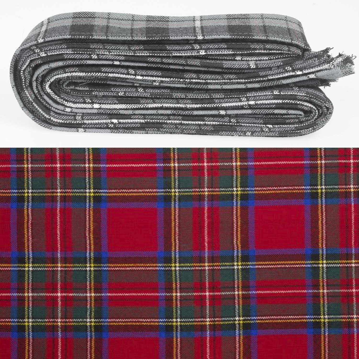 Wool Strip Ribbon in Stewart Royal Modern Tartan displaying five strips in various widths, perfect for elegant event decorations.