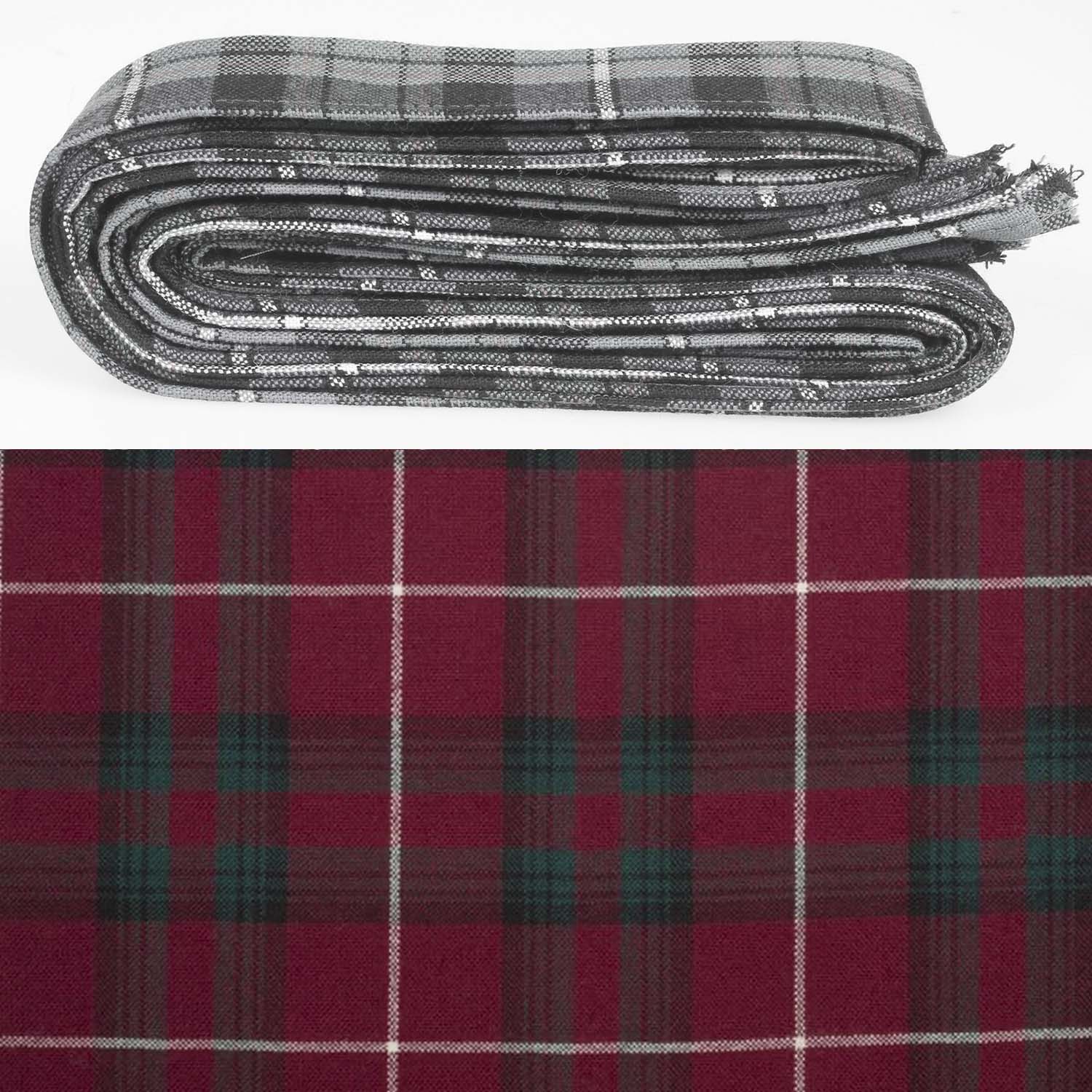 Wool Strip Ribbon in Stuart of Bute Tartan showcasing vibrant colors and unique patterns, perfect for weddings and DIY crafts.