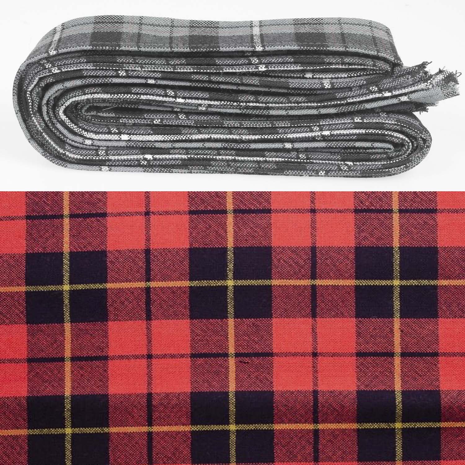 Wool Strip Ribbon in Wallace Ancient Tartan featuring multiple strips and customizable widths, ideal for wedding decorations and DIY projects.