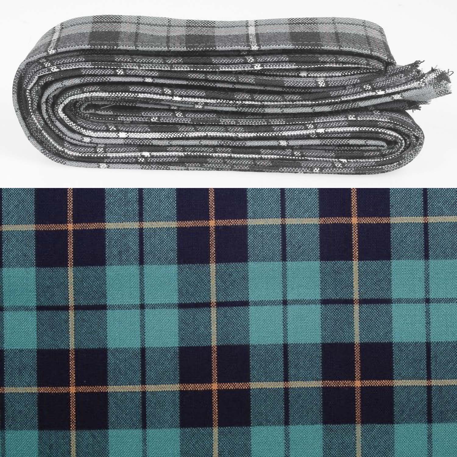 Wool Strip Ribbon in Wallace Hunting Ancient Tartan displayed elegantly, perfect for weddings and special occasions.