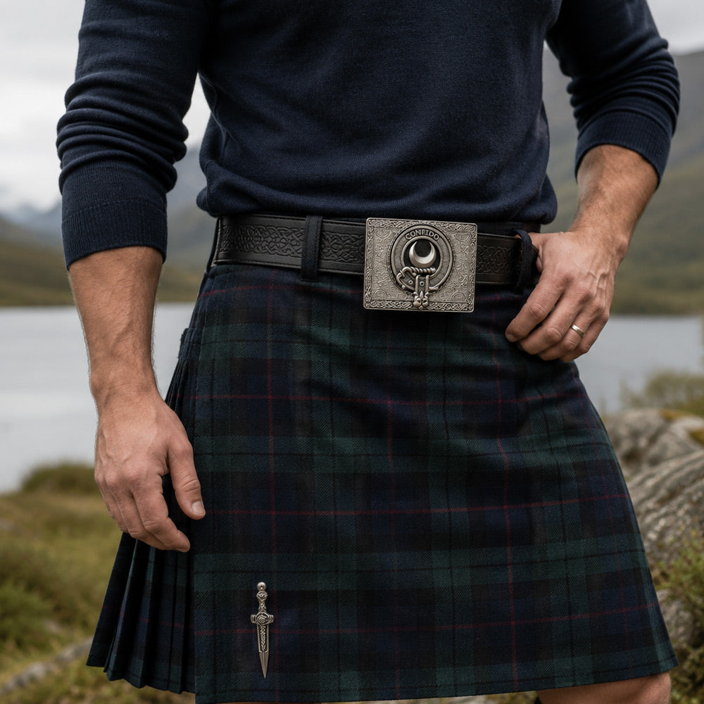 Rectangular Pewter Clan Crest Buckle For Kilt Belts