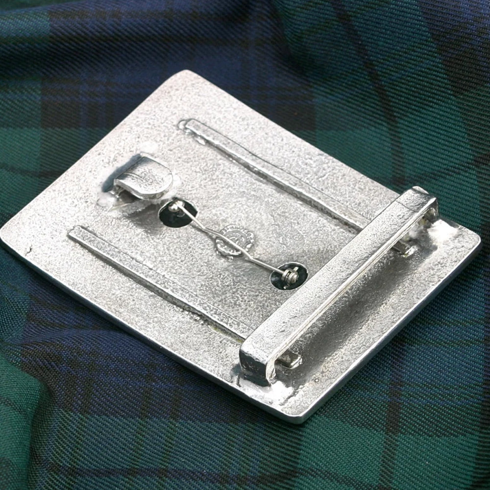 Rectangular Pewter Clan Crest Buckle For Kilt Belts